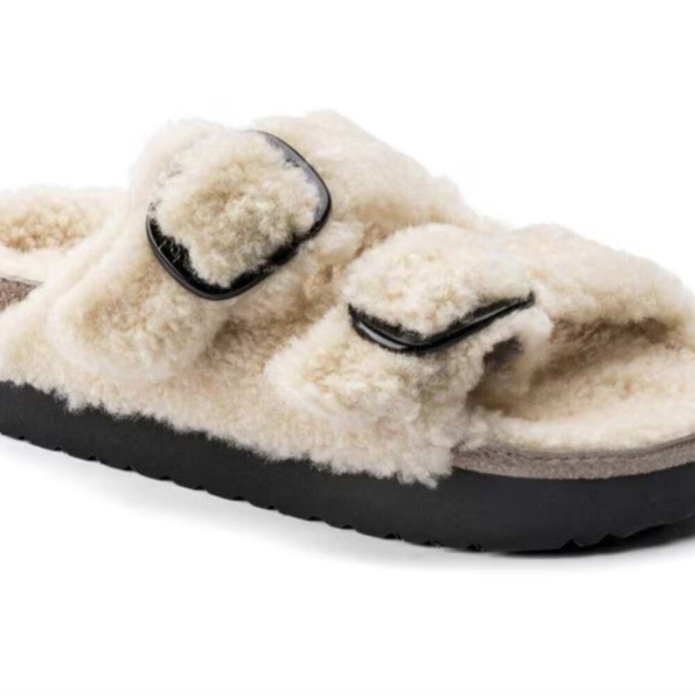 Birkenstock x Papillio Arizona Big Buckle Platform Teddy Sandals - Picture 3 of 8